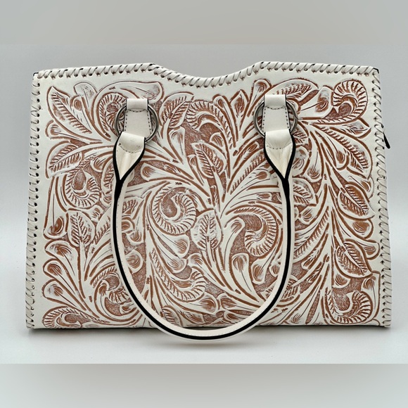 Hand tooled leather tote - Picture 3 of 7